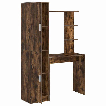 Schreibtisch mit Stauraum mit Regal 2 pcs Geräucherte Eiche