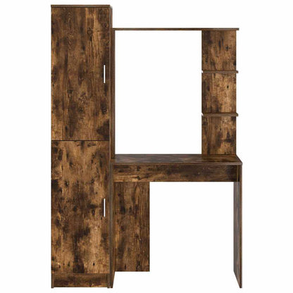 Schreibtisch mit Stauraum mit Regal 2 pcs Geräucherte Eiche