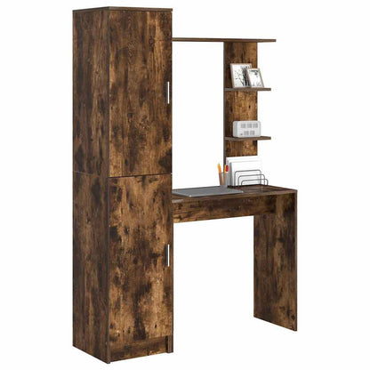 Schreibtisch mit Stauraum mit Regal 2 pcs Geräucherte Eiche