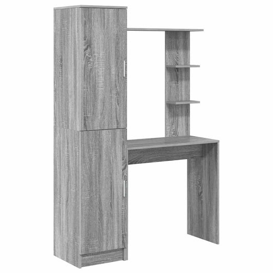 Schreibtisch mit Stauraum mit Regal mit Tür 2 pcs Grau Sonoma