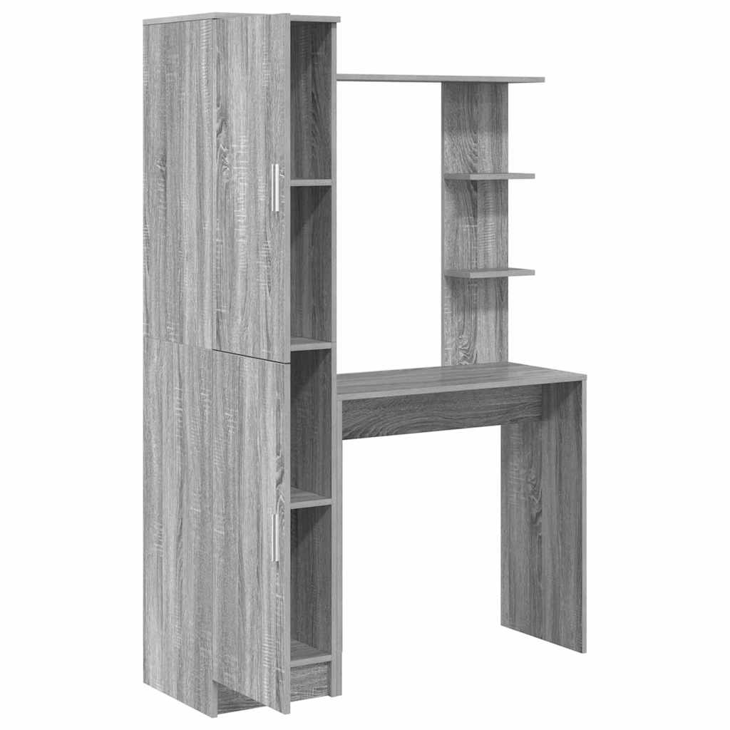 Schreibtisch mit Stauraum mit Regal mit Tür 2 pcs Grau Sonoma