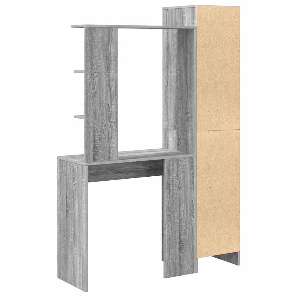 Schreibtisch mit Stauraum mit Regal mit Tür 2 pcs Grau Sonoma