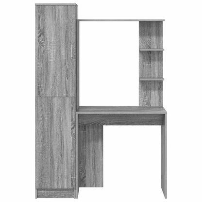 Schreibtisch mit Stauraum mit Regal mit Tür 2 pcs Grau Sonoma