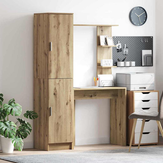 Schreibtisch mit Stauraum mit Regal 2 pcs Eiche handwerklich