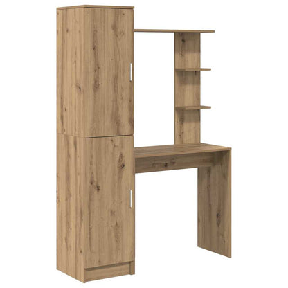 Schreibtisch mit Stauraum mit Regal 2 pcs Eiche handwerklich