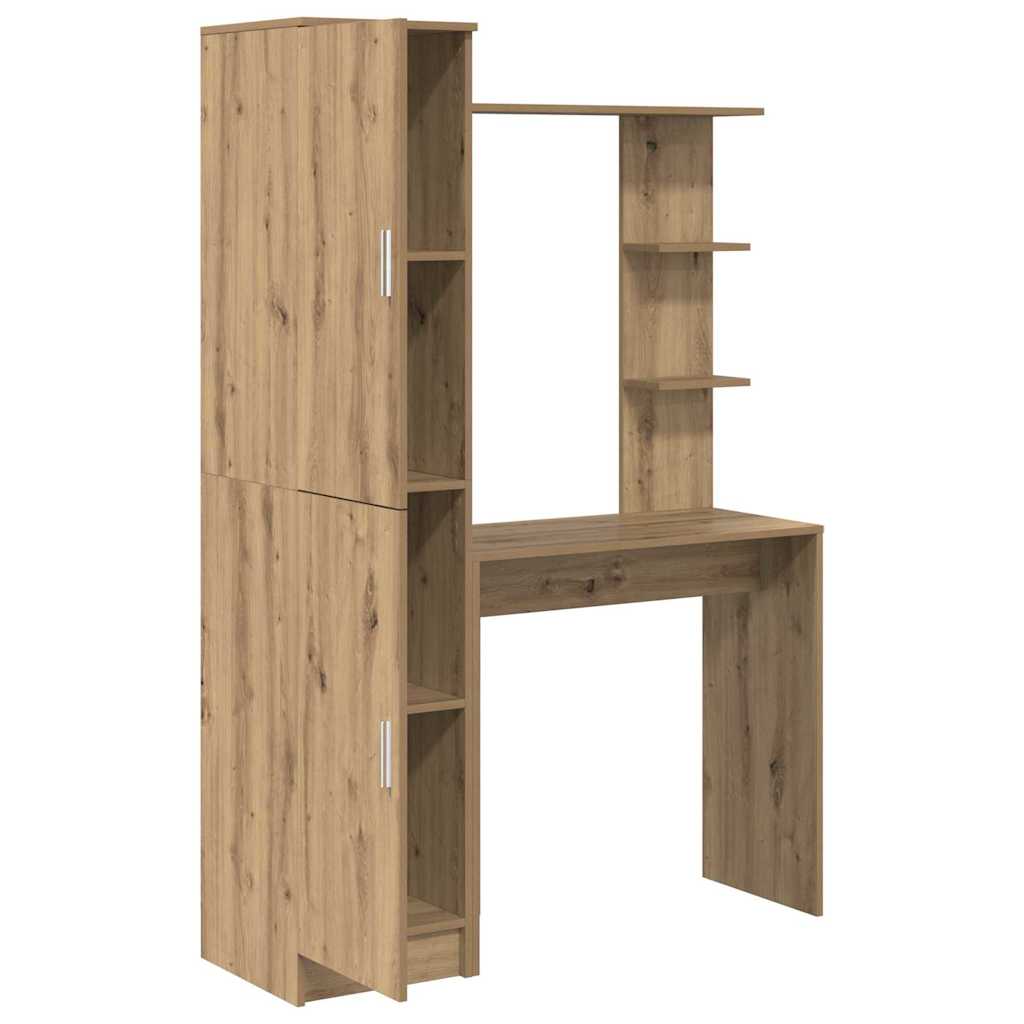 Schreibtisch mit Stauraum mit Regal 2 pcs Eiche handwerklich