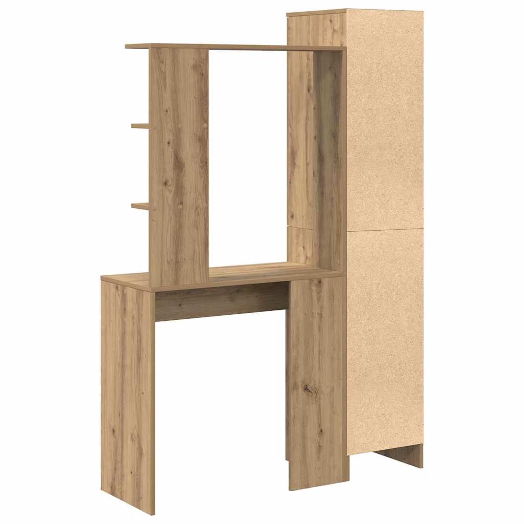 Schreibtisch mit Stauraum mit Regal 2 pcs Eiche handwerklich