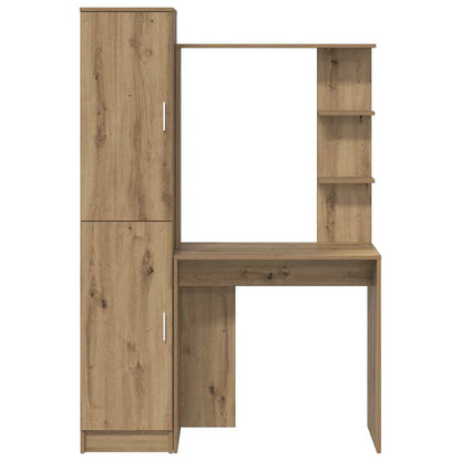 Schreibtisch mit Stauraum mit Regal 2 pcs Eiche handwerklich