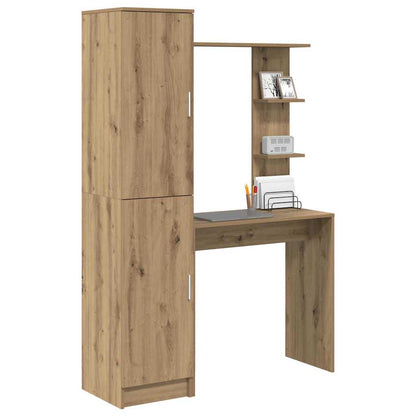 Schreibtisch mit Stauraum mit Regal 2 pcs Eiche handwerklich