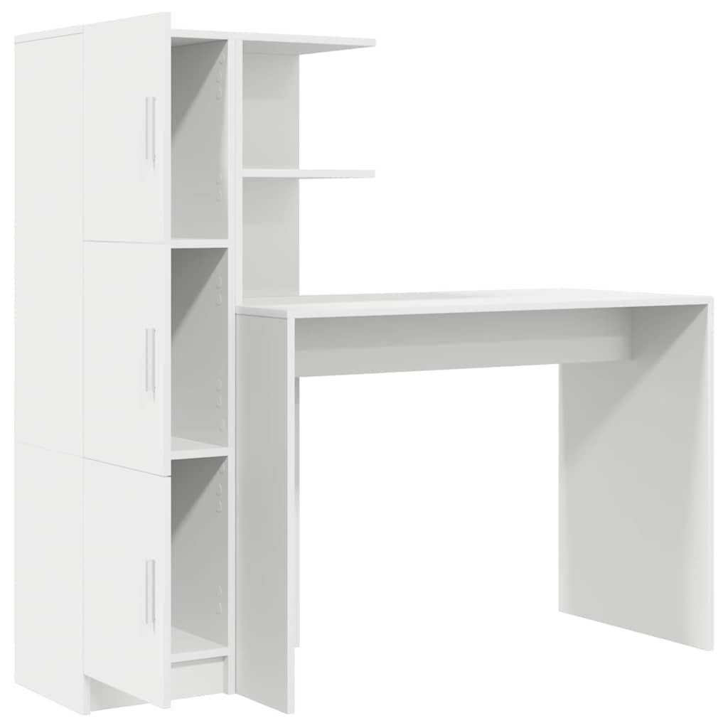 Schreibtisch mit Stauraum mit Tür 2 pcs Weiß 102 x 50 x 124 cm