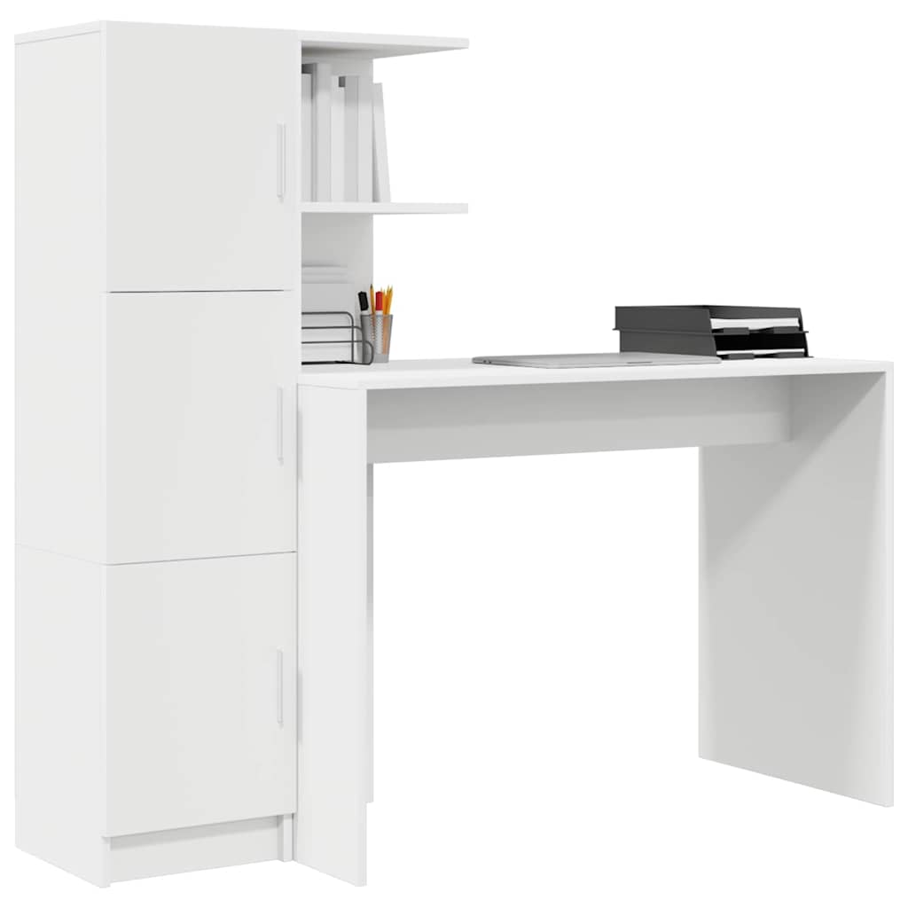 Schreibtisch mit Stauraum mit Tür 2 pcs Weiß 102 x 50 x 124 cm