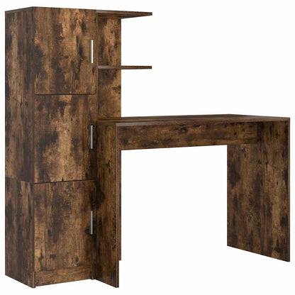 Schreibtisch mit Stauraum mit Regal 2 pcs Geräucherte Eiche