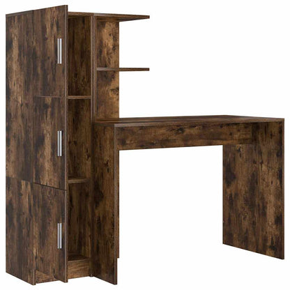 Schreibtisch mit Stauraum mit Regal 2 pcs Geräucherte Eiche