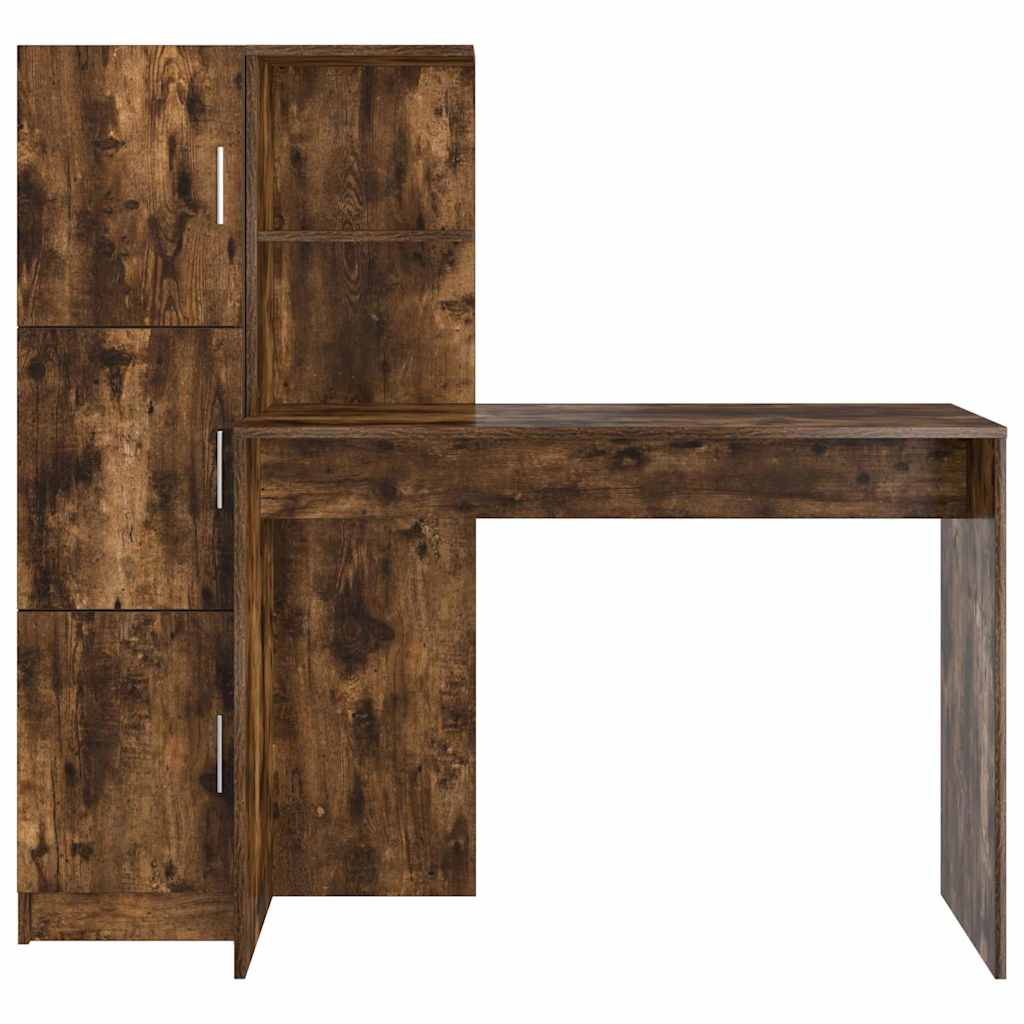 Schreibtisch mit Stauraum mit Regal 2 pcs Geräucherte Eiche