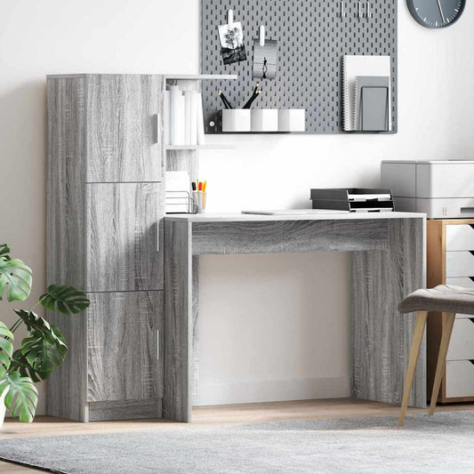 Schreibtisch mit Stauraum 2 pcs Grau Sonoma 102 x 50 x 124 cm