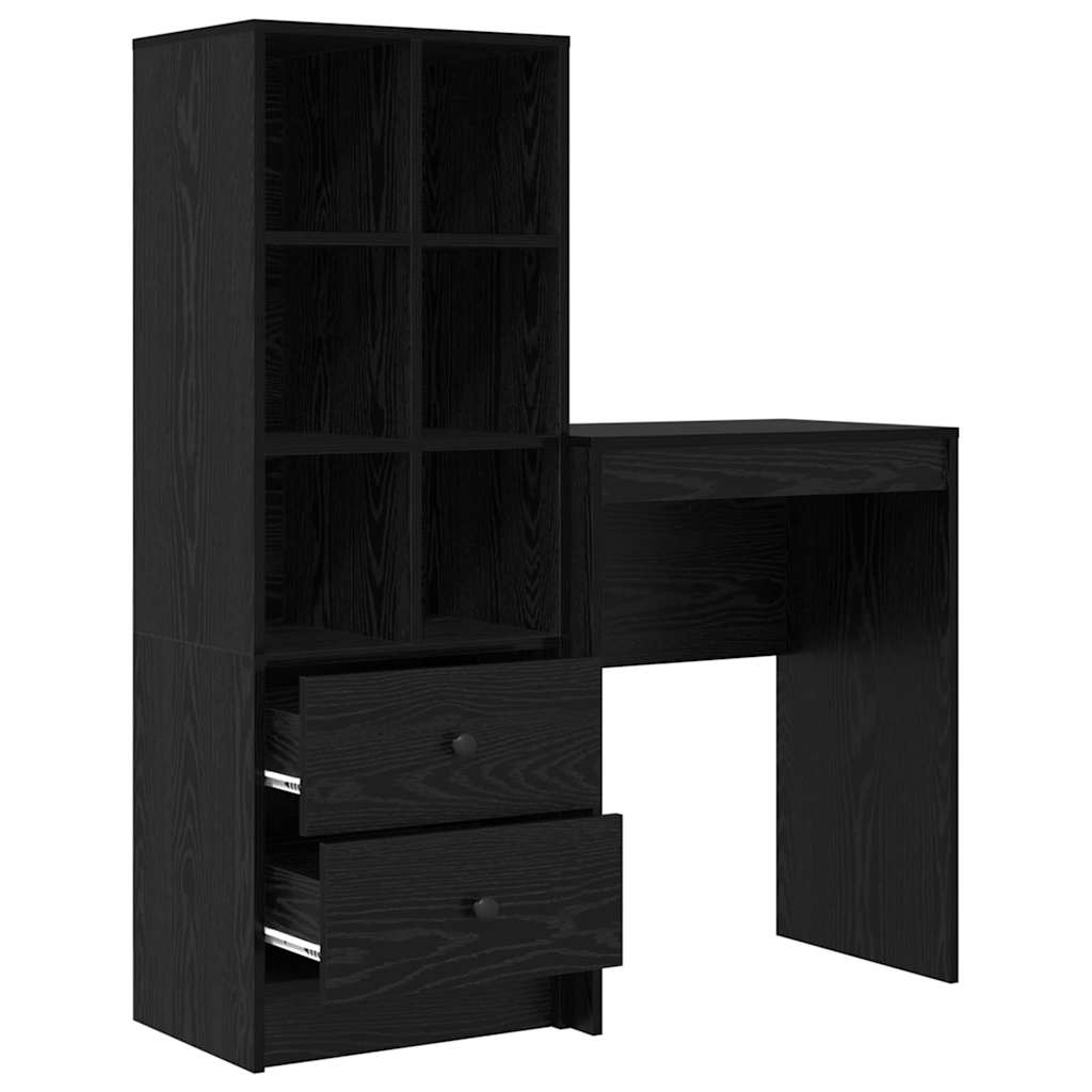 Schreibtisch mit Stauraum mit Schubladen 2 pcs Schwarze Eiche