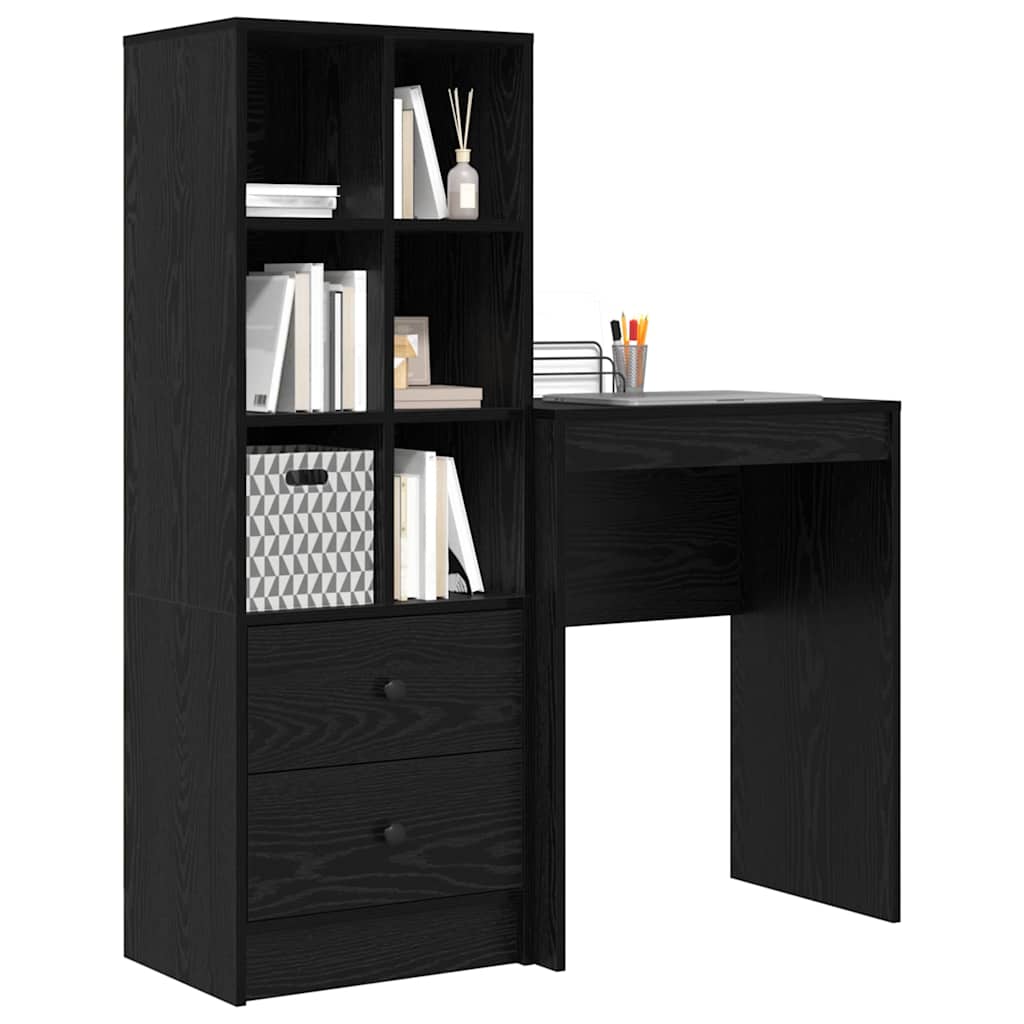 Schreibtisch mit Stauraum mit Schubladen 2 pcs Schwarze Eiche