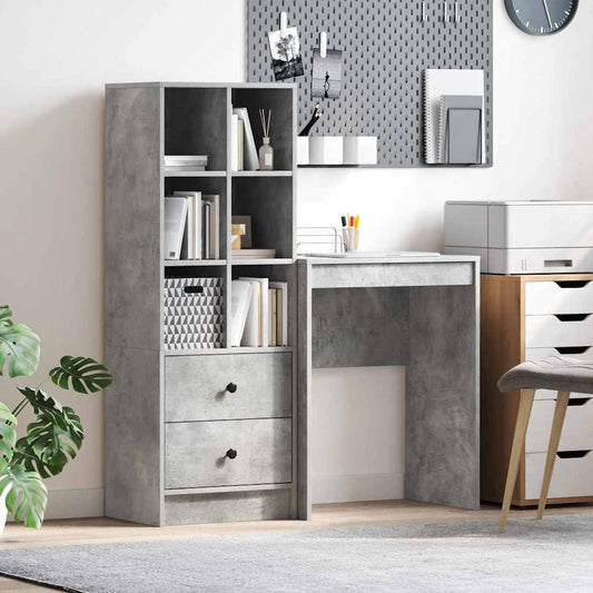 Schreibtisch mit Stauraum 2 pcs Beton Grau 45,5 x 34 x 127 cm