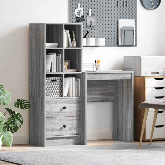 Schreibtisch mit Stauraum 2 pcs Grau Sonoma 45,5 x 34 x 127 cm