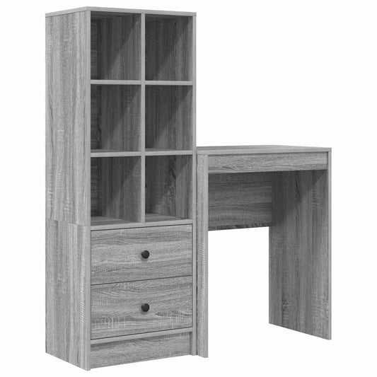 Schreibtisch mit Stauraum 2 pcs Grau Sonoma 45,5 x 34 x 127 cm