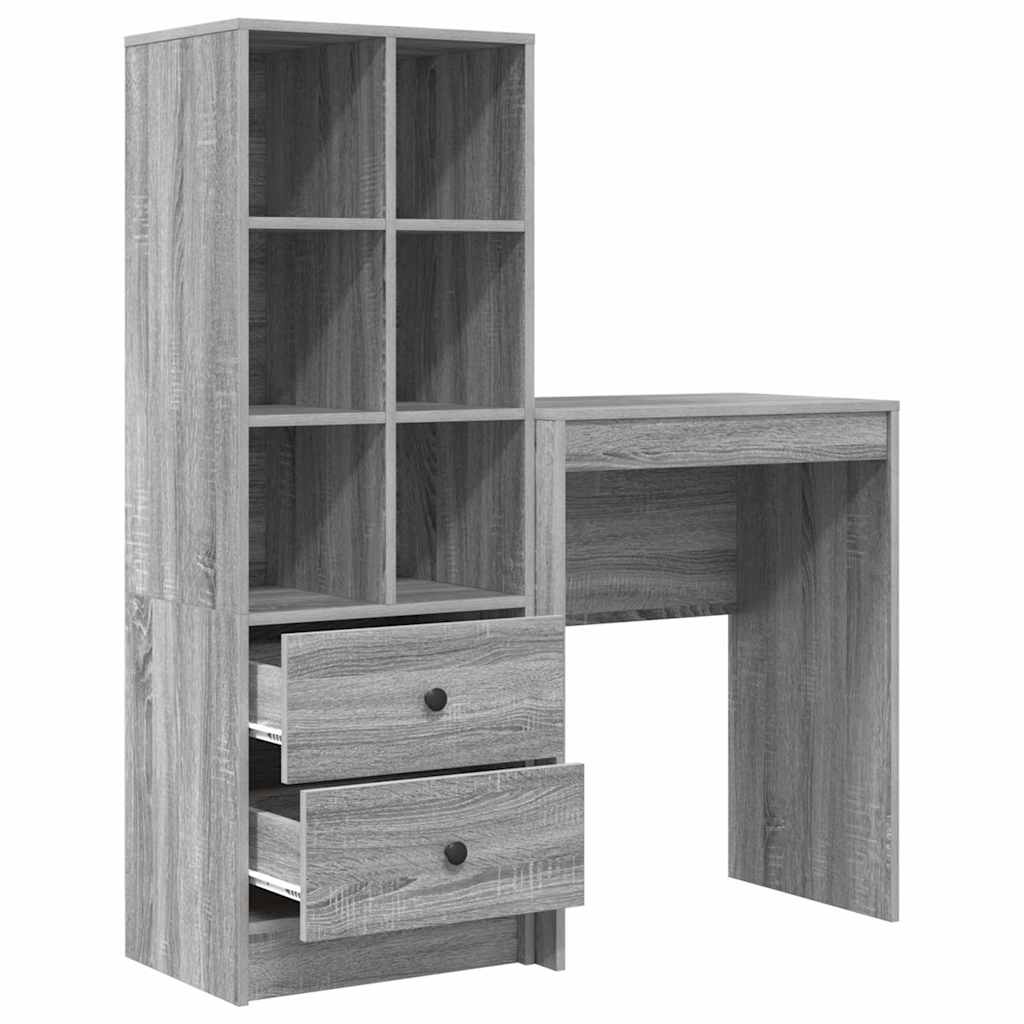 Schreibtisch mit Stauraum 2 pcs Grau Sonoma 45,5 x 34 x 127 cm