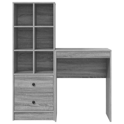Schreibtisch mit Stauraum 2 pcs Grau Sonoma 45,5 x 34 x 127 cm