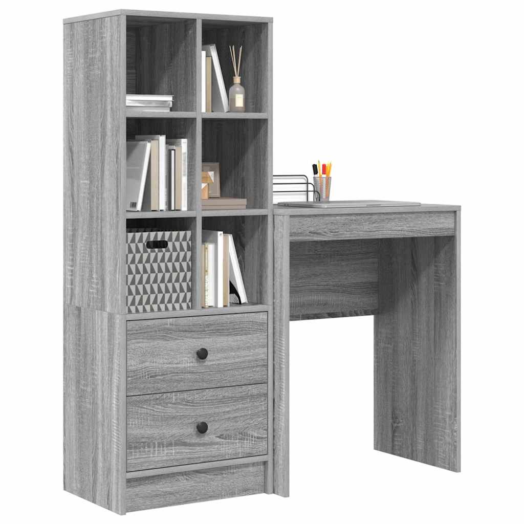 Schreibtisch mit Stauraum 2 pcs Grau Sonoma 45,5 x 34 x 127 cm