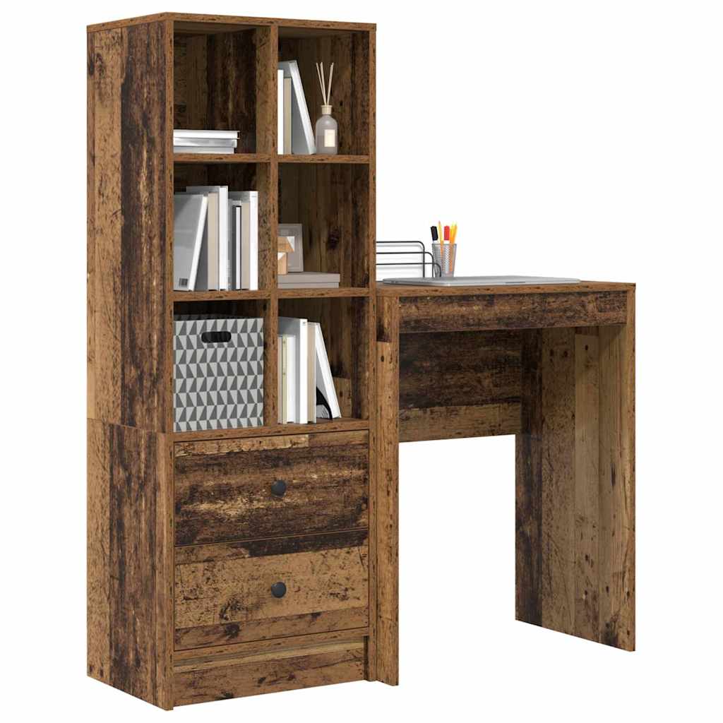 Schreibtisch mit Stauraum 2 pcs Altholz 45,5 x 34 x 127 cm
