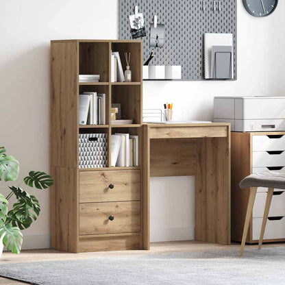 Schreibtisch mit Stauraum mit Regal 2 pcs Eiche handwerklich