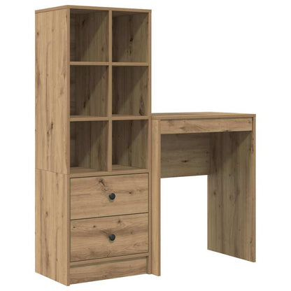 Schreibtisch mit Stauraum mit Regal 2 pcs Eiche handwerklich