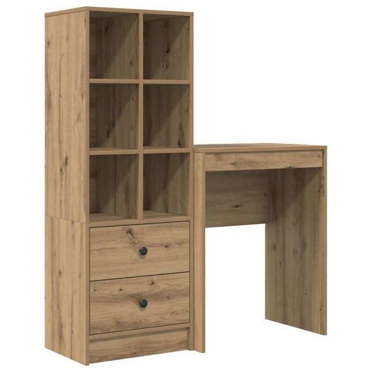Schreibtisch mit Stauraum mit Regal 2 pcs Eiche handwerklich
