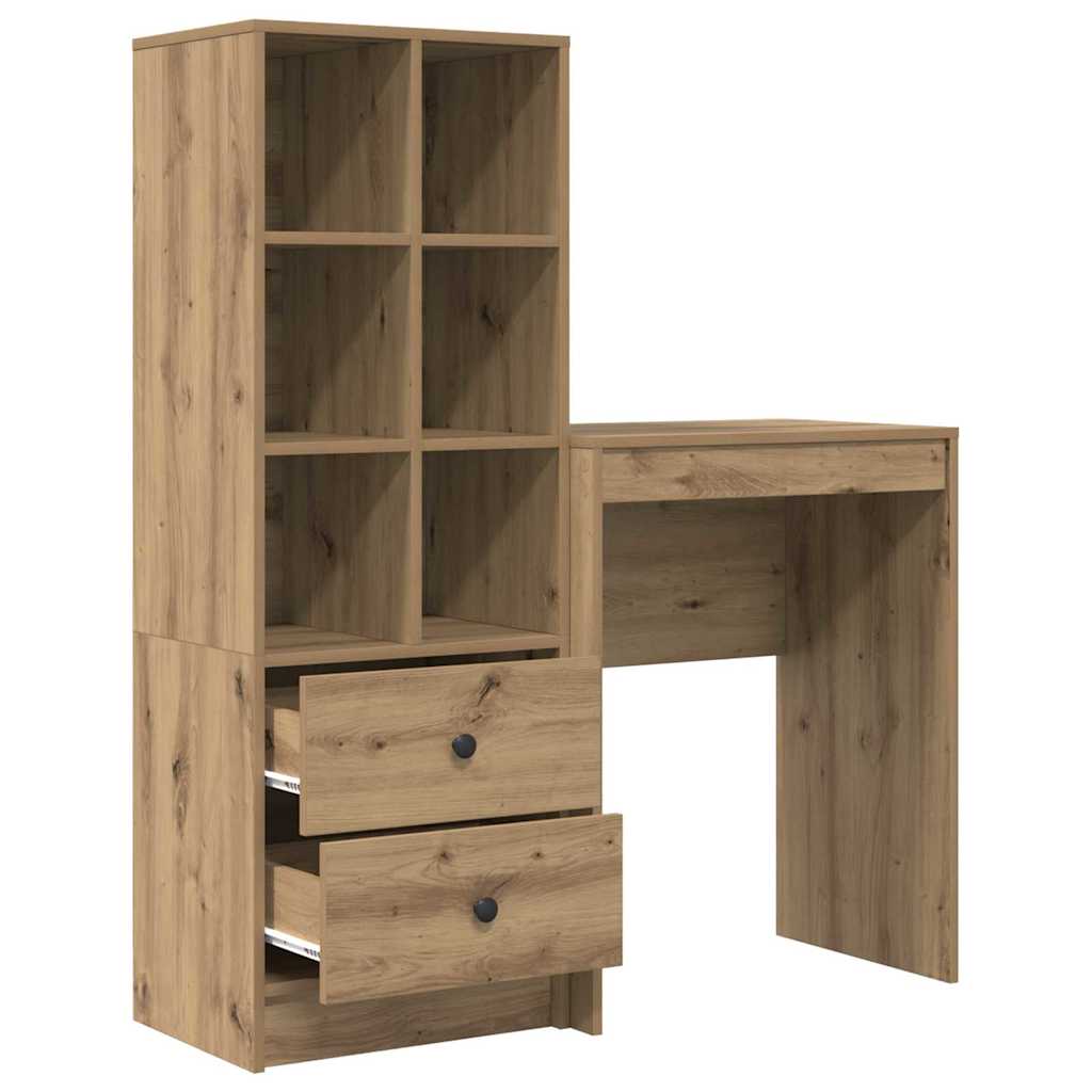 Schreibtisch mit Stauraum mit Regal 2 pcs Eiche handwerklich