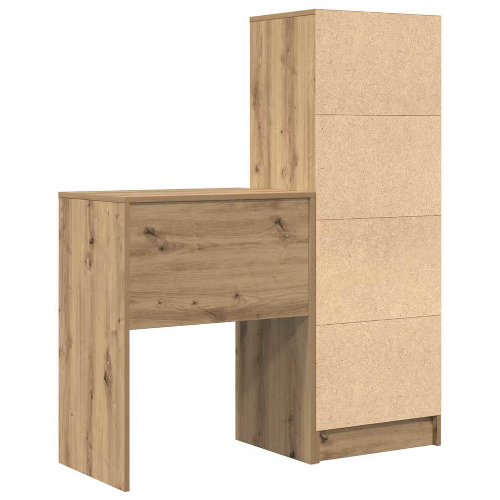 Schreibtisch mit Stauraum mit Regal 2 pcs Eiche handwerklich