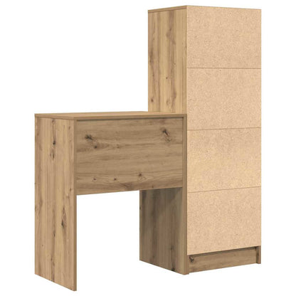 Schreibtisch mit Stauraum mit Regal 2 pcs Eiche handwerklich