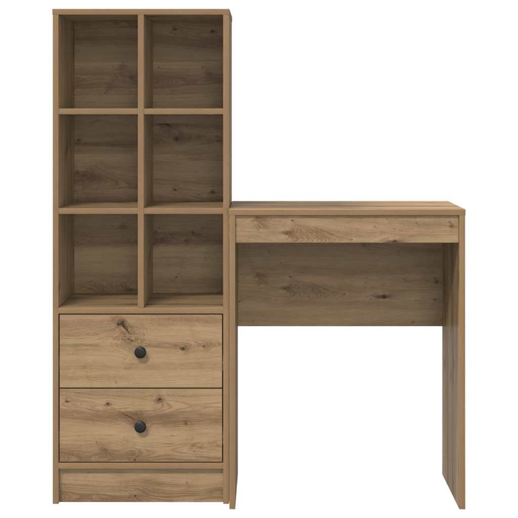 Schreibtisch mit Stauraum mit Regal 2 pcs Eiche handwerklich