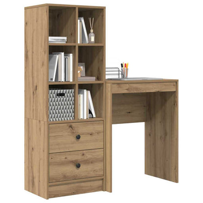 Schreibtisch mit Stauraum mit Regal 2 pcs Eiche handwerklich
