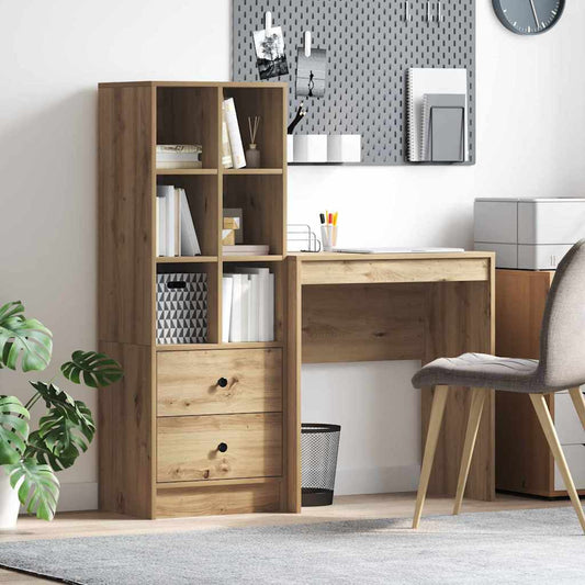 Schreibtisch mit Stauraum mit Regal 2 pcs Eiche handwerklich