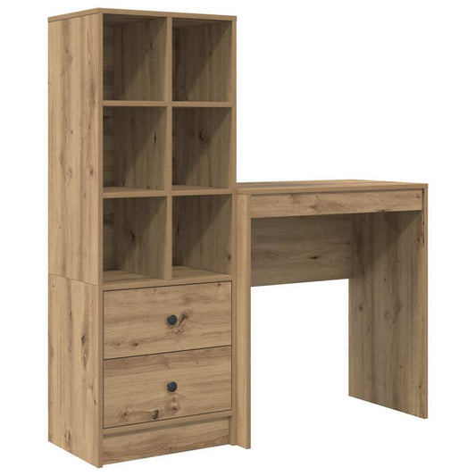 Schreibtisch mit Stauraum mit Regal 2 pcs Eiche handwerklich