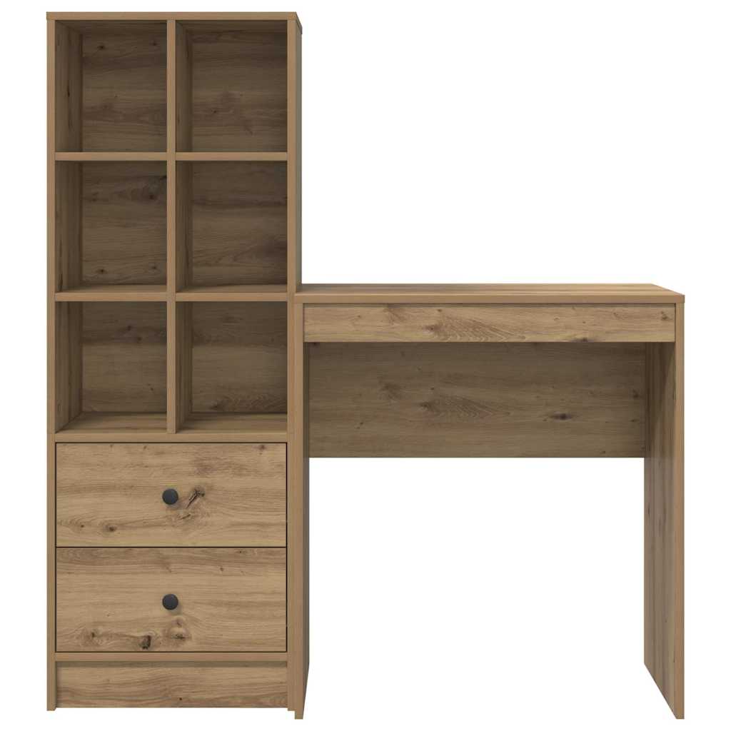 Schreibtisch mit Stauraum mit Regal 2 pcs Eiche handwerklich