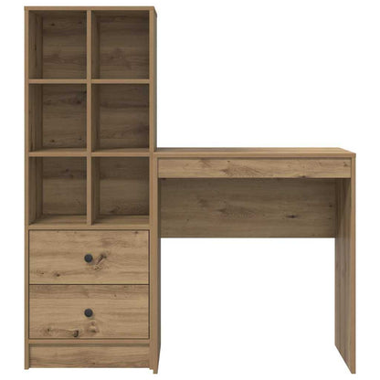 Schreibtisch mit Stauraum mit Regal 2 pcs Eiche handwerklich