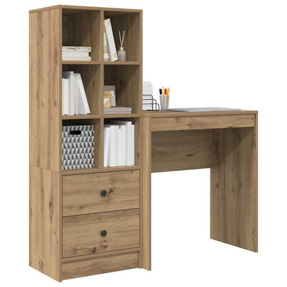 Schreibtisch mit Stauraum mit Regal 2 pcs Eiche handwerklich