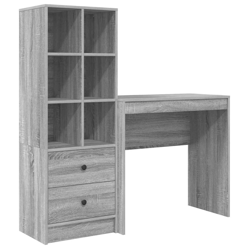 Schreibtisch mit Stauraum 2 pcs Grau Sonoma 80 x 40 x 76 cm