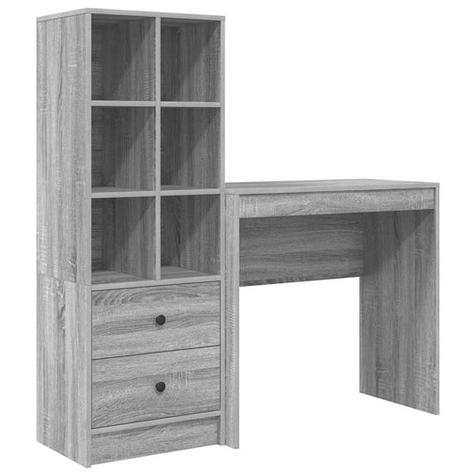 Schreibtisch mit Stauraum 2 pcs Grau Sonoma 80 x 40 x 76 cm