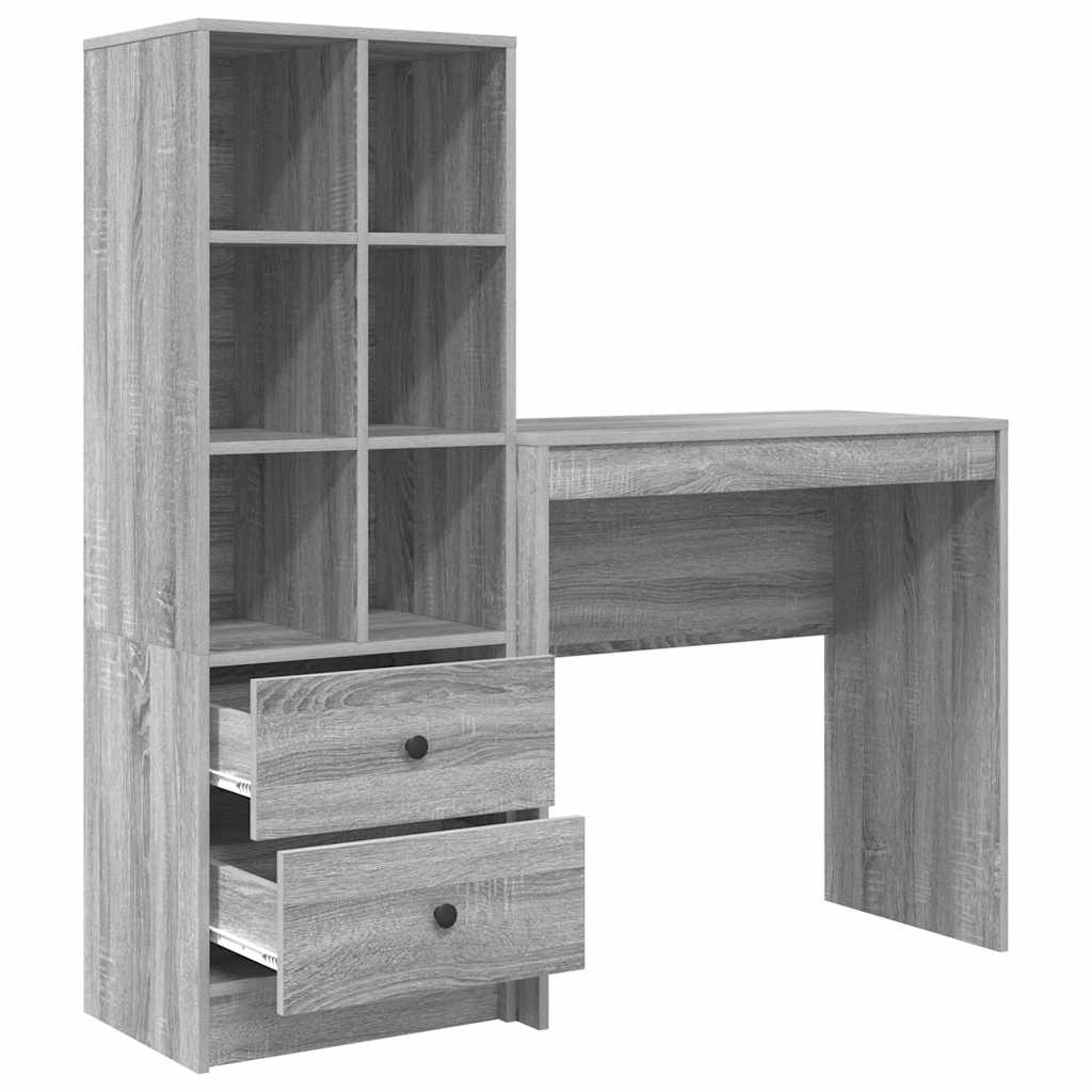 Schreibtisch mit Stauraum 2 pcs Grau Sonoma 80 x 40 x 76 cm
