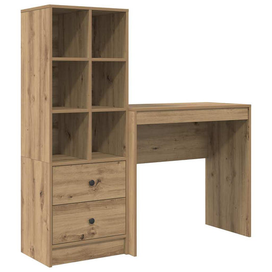 Schreibtisch mit Stauraum mit Regal 2 pcs Eiche handwerklich