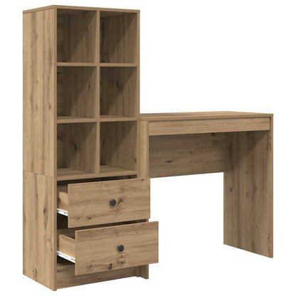 Schreibtisch mit Stauraum mit Regal 2 pcs Eiche handwerklich