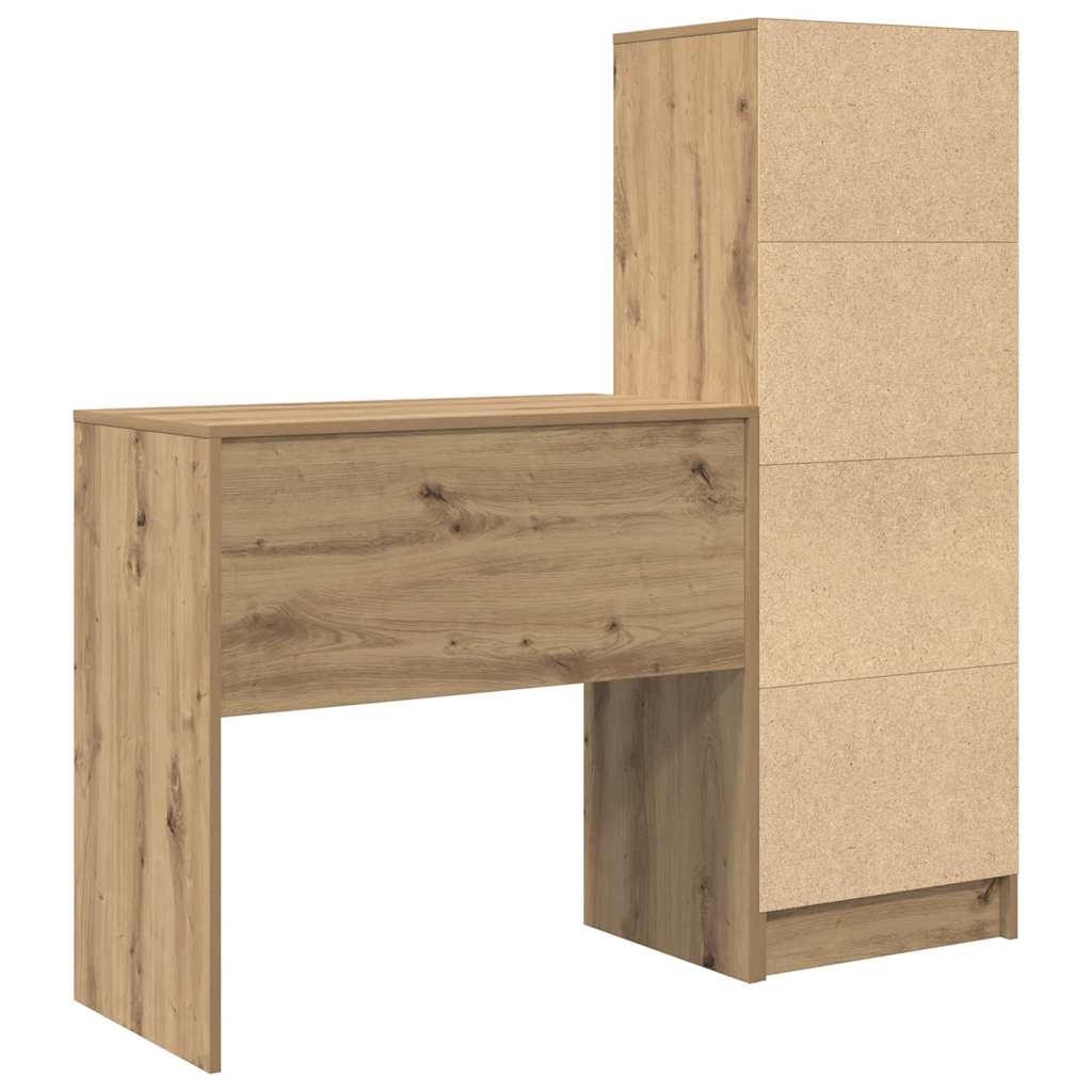 Schreibtisch mit Stauraum mit Regal 2 pcs Eiche handwerklich