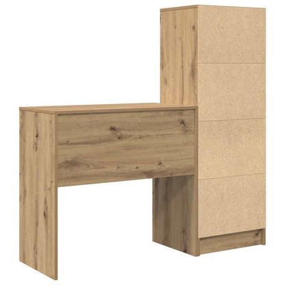 Schreibtisch mit Stauraum mit Regal 2 pcs Eiche handwerklich