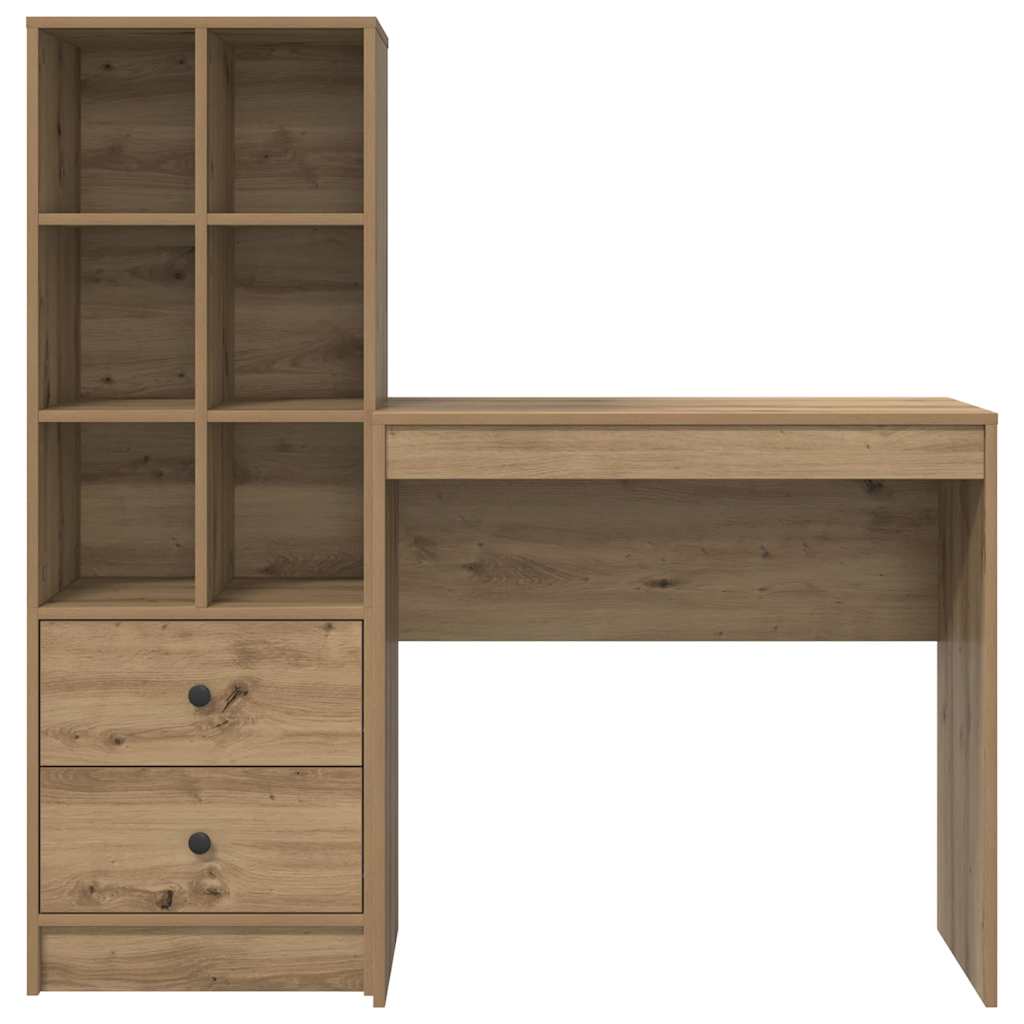 Schreibtisch mit Stauraum mit Regal 2 pcs Eiche handwerklich