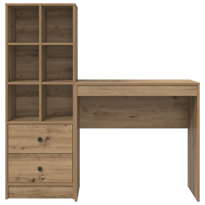 Schreibtisch mit Stauraum mit Regal 2 pcs Eiche handwerklich